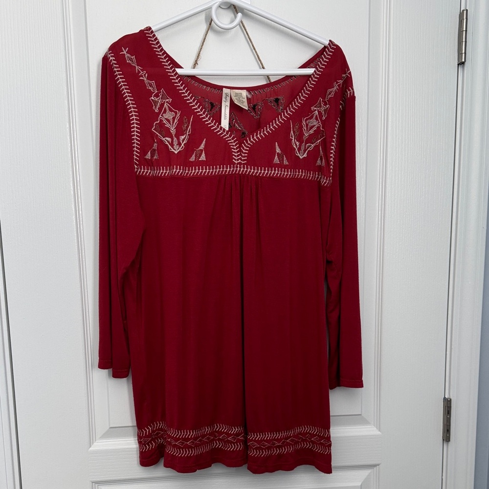 Simply Irresistible Red Embroidered Tunic